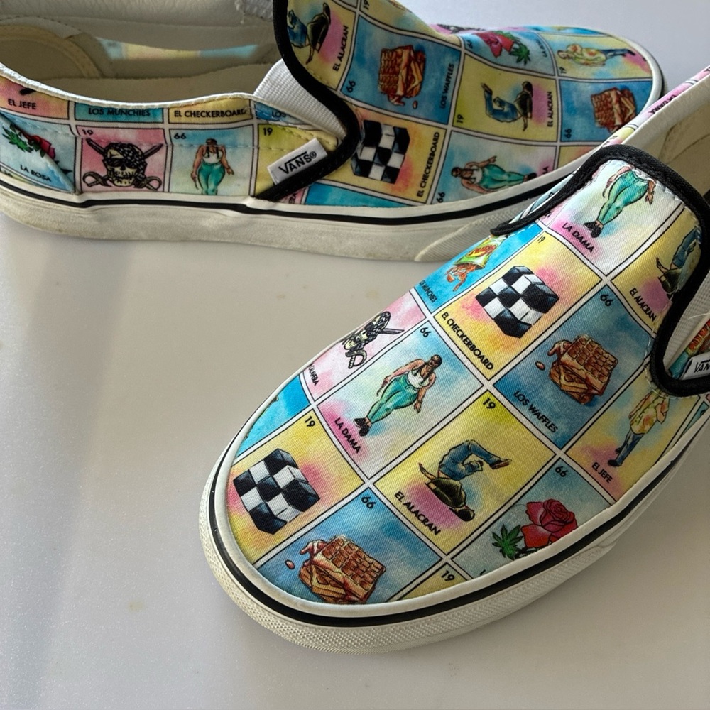 VANS-Loteria/ Lottery Cinco de Mayo Men's 9.5 US Women's 11 US UNI Slip-Ons EUC